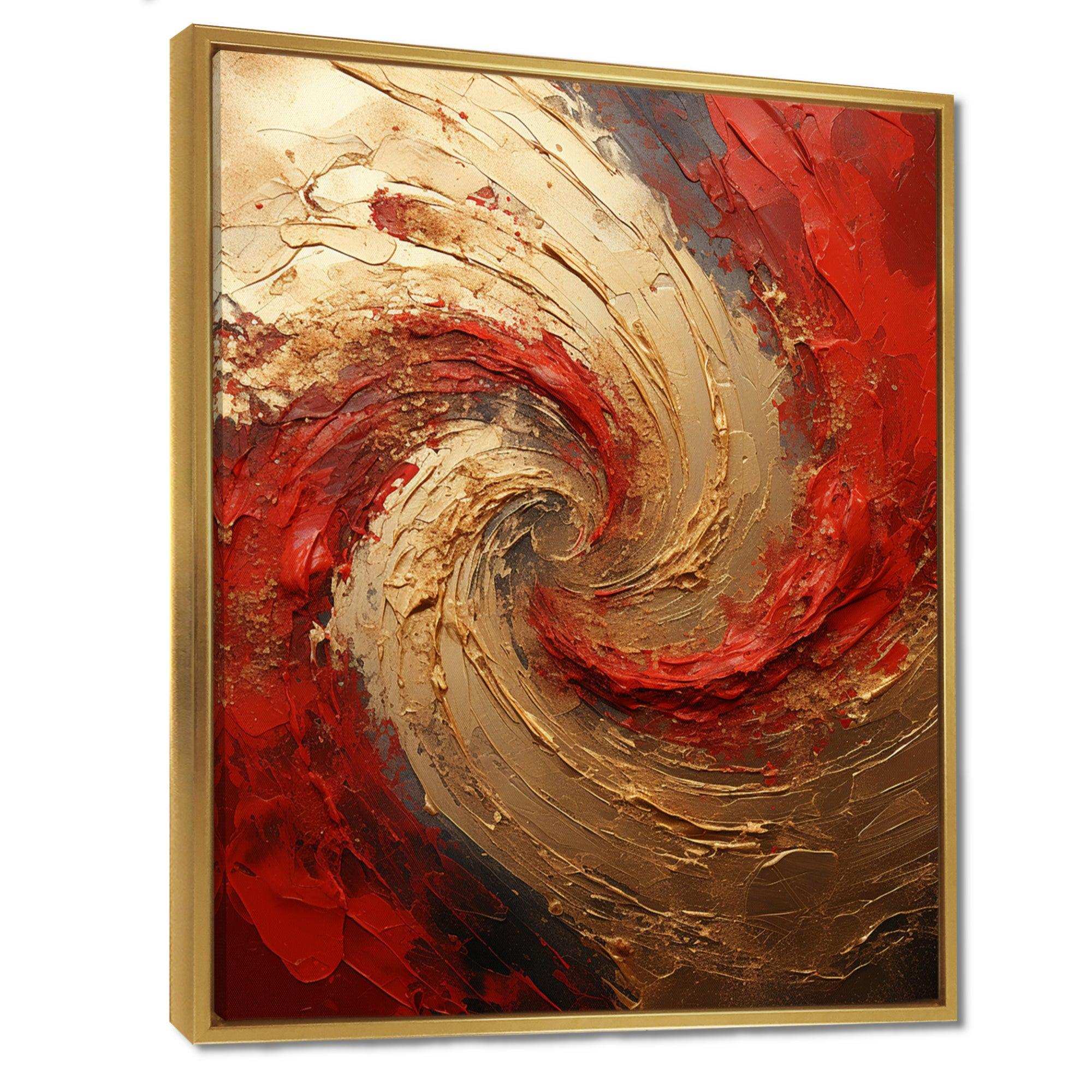 Red Gold Fusion Spiral - Abstract Canvas Wall Art