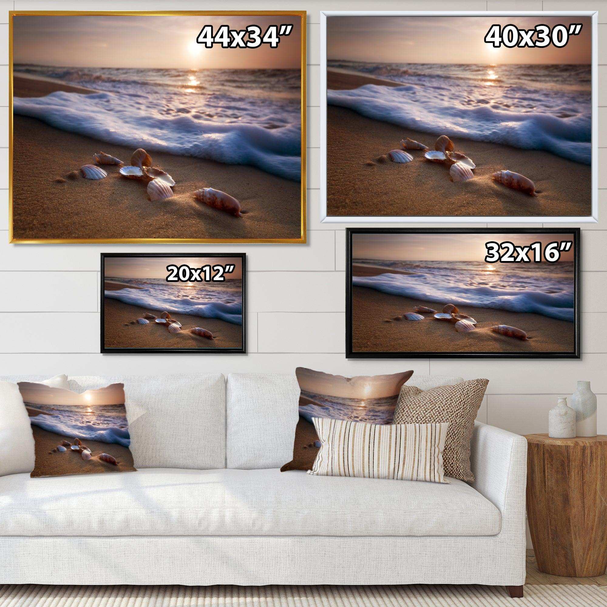 Waves Approaching Seashells on Sand