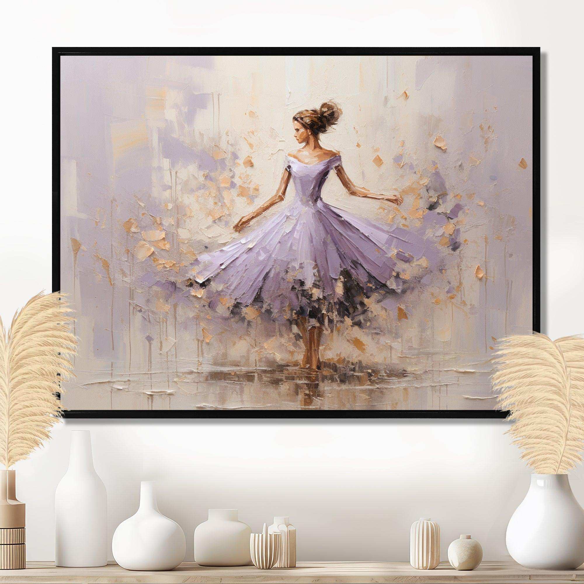 Minimalism Purple Gold Ballerina I - Fashion Canvas Wall Art