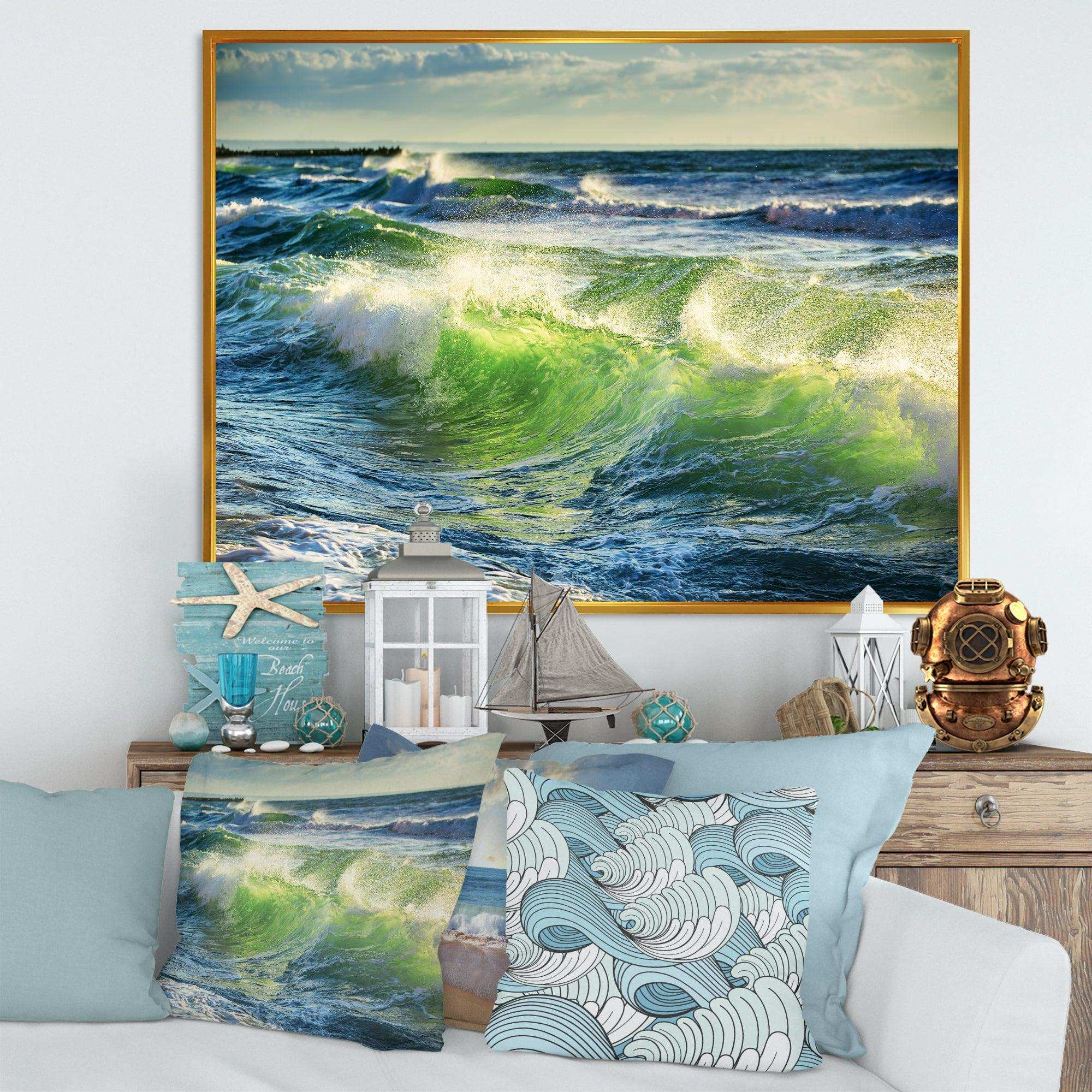 Sunrise and Shining Waves in Ocean