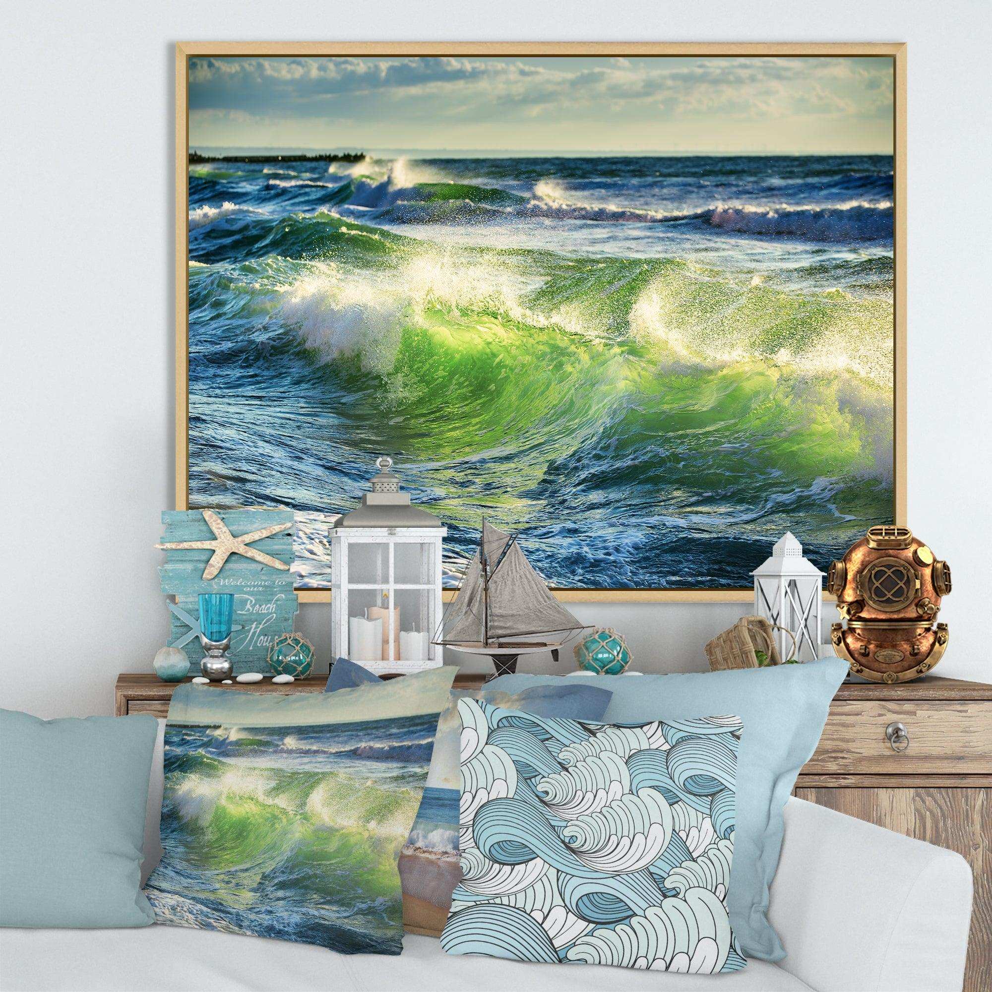 Sunrise and Shining Waves in Ocean