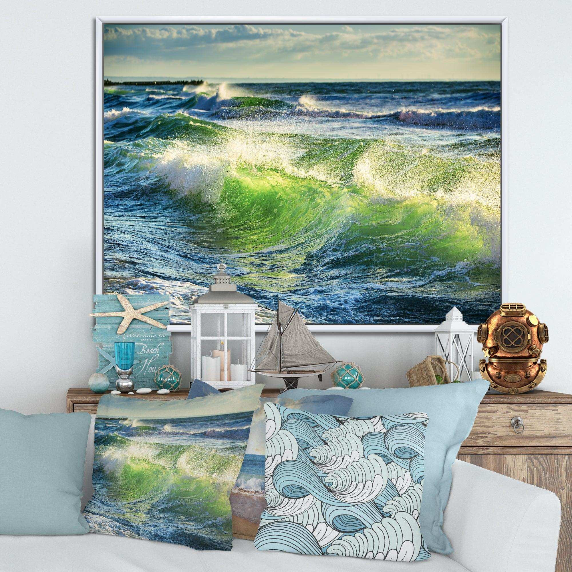 Sunrise and Shining Waves in Ocean