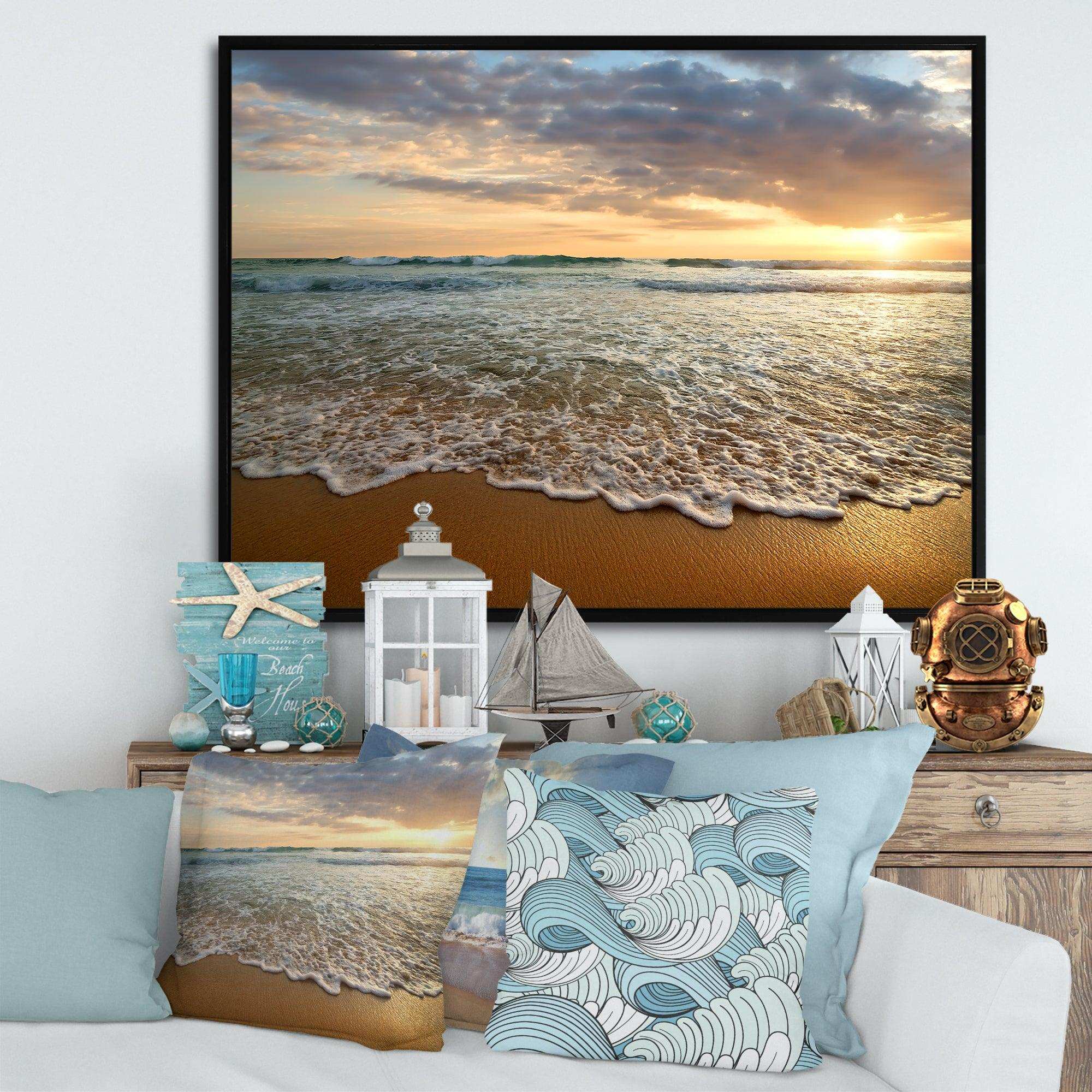 Bright Cloudy Sunset in Calm Ocean