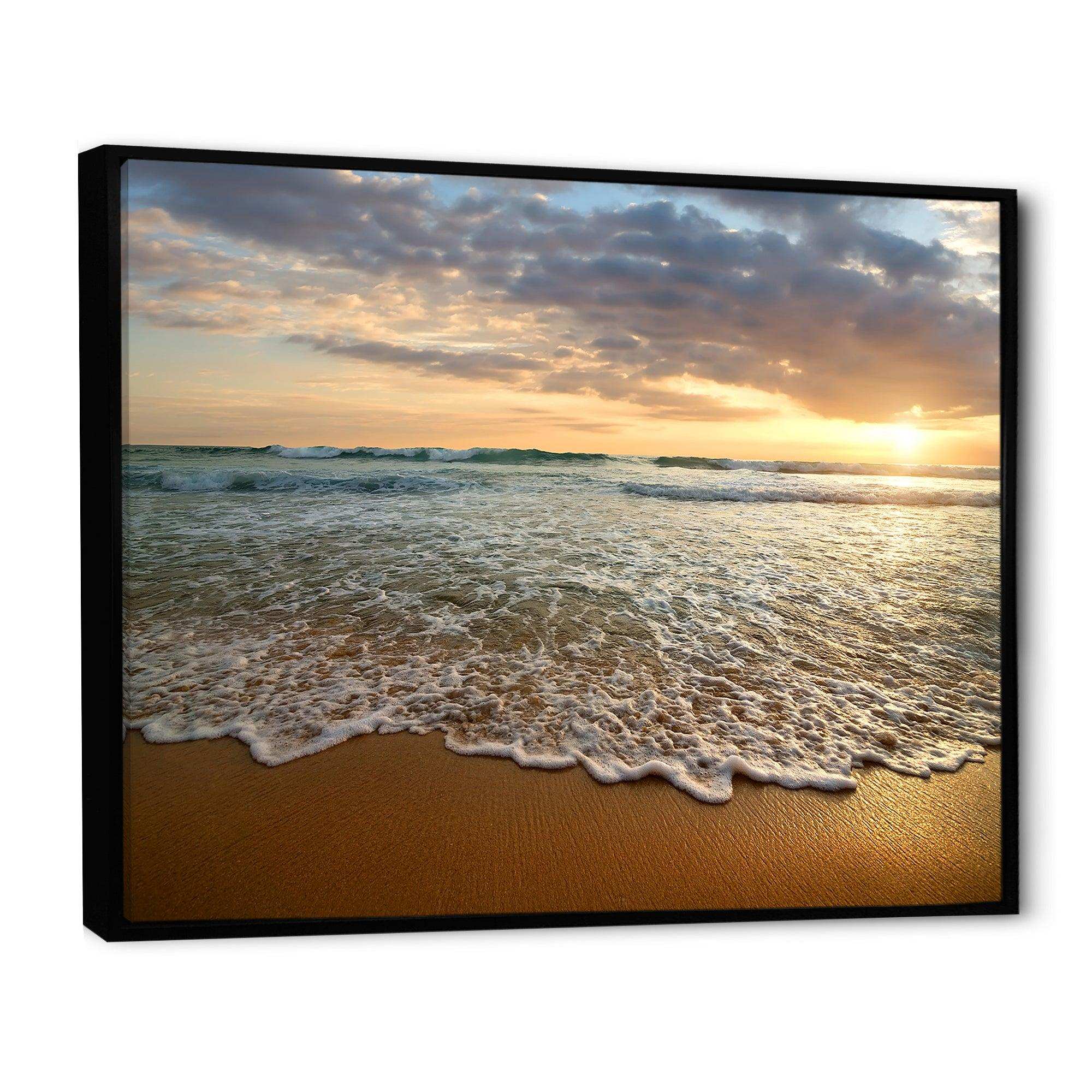 Bright Cloudy Sunset in Calm Ocean