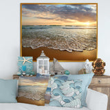Bright Cloudy Sunset in Calm Ocean
