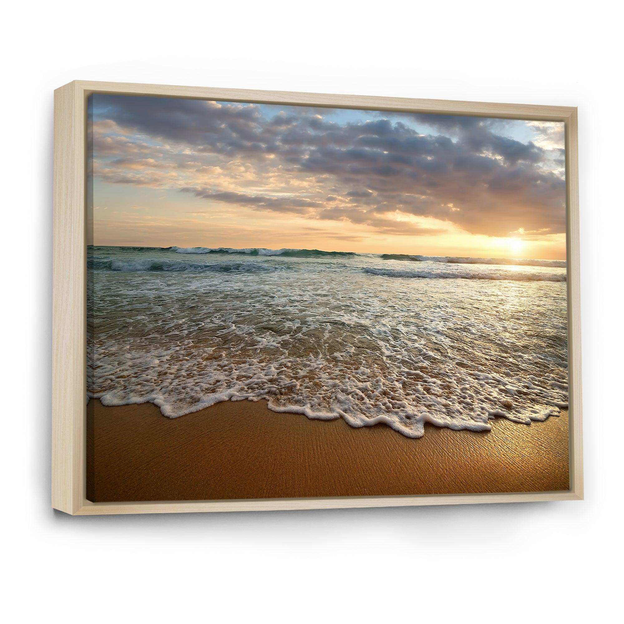 Bright Cloudy Sunset in Calm Ocean