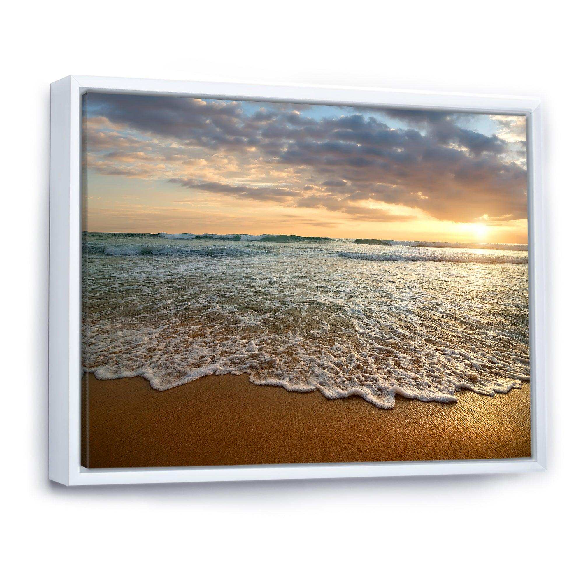 Bright Cloudy Sunset in Calm Ocean