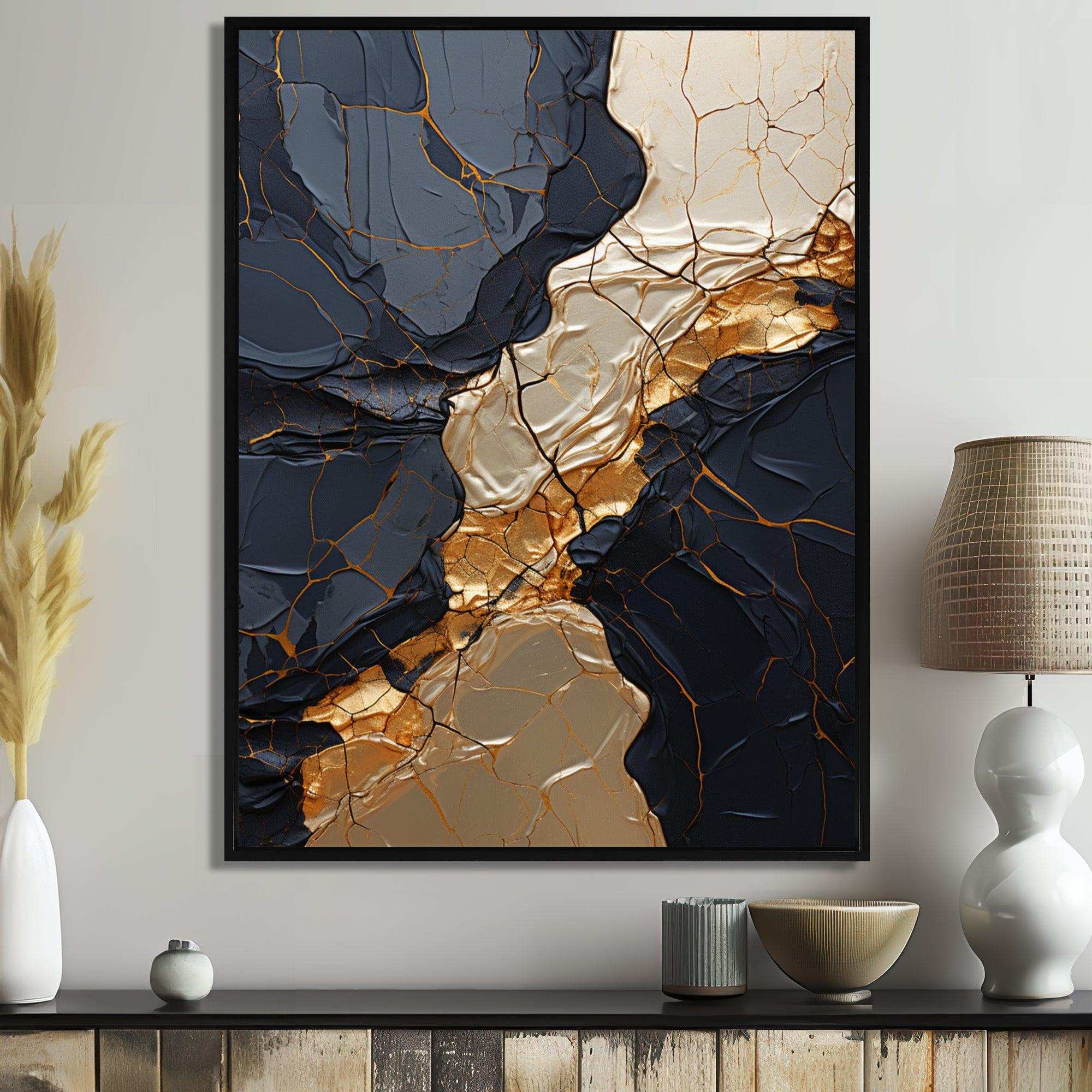 Minimalism Chrome Gold And Black Poteries II - Abstract Canvas Wall Art