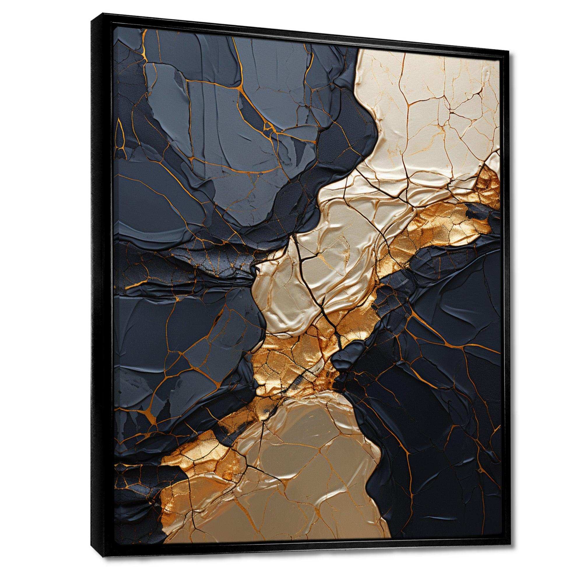 Minimalism Chrome Gold And Black Poteries II - Abstract Canvas Wall Art