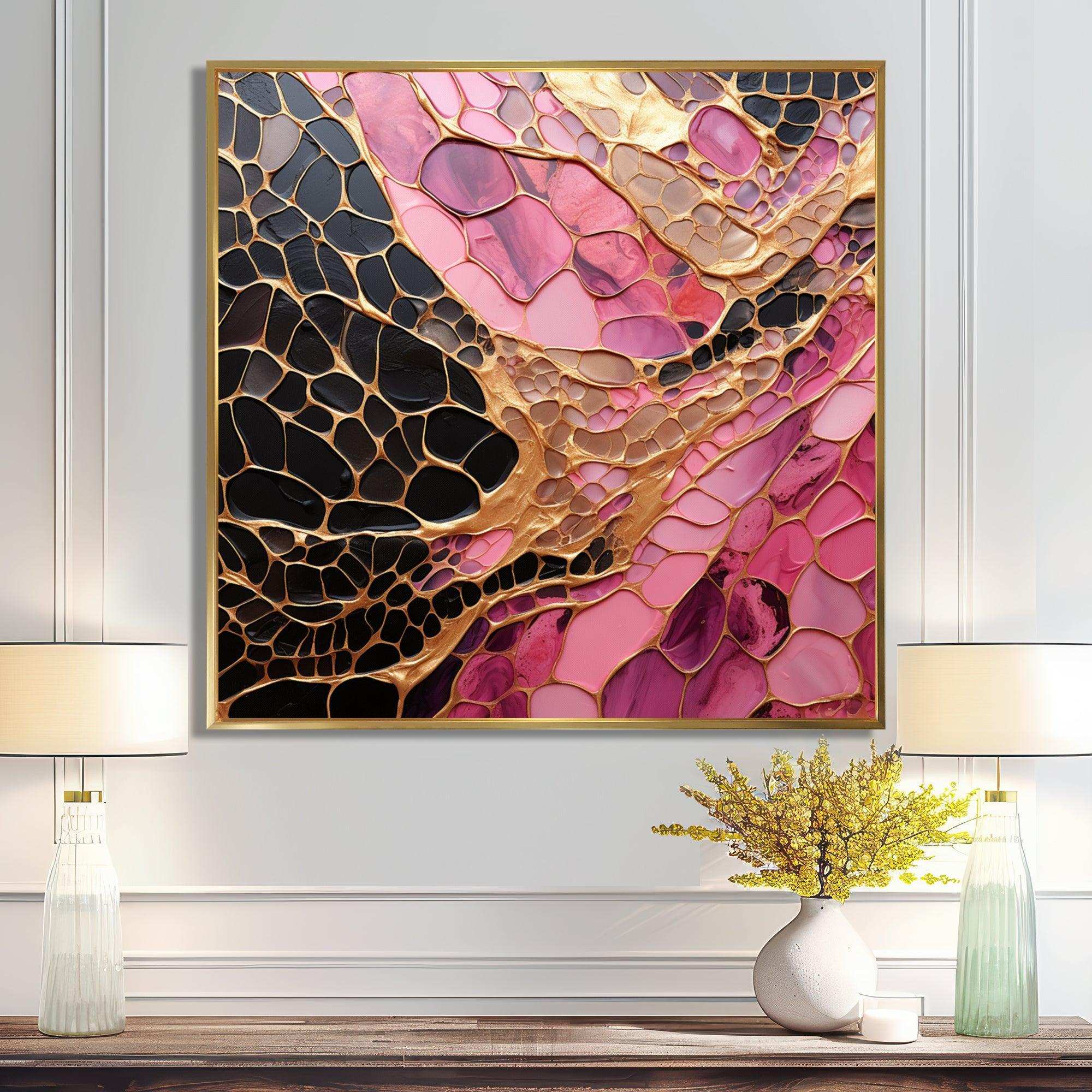 Minimalism Pink Gold Poteries - Abstract Canvas Wall Art
