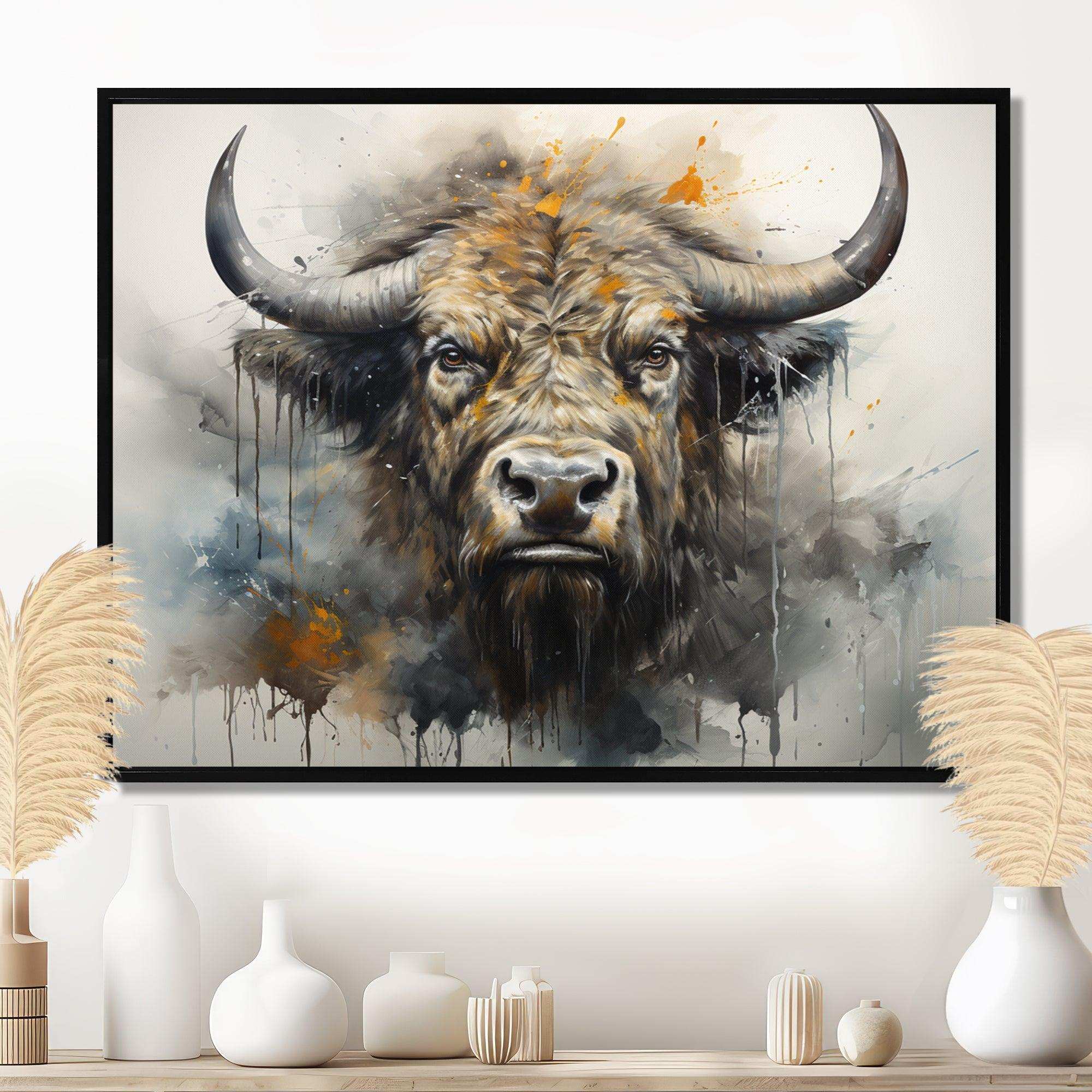 Buffalo Bison Head I - Animals Canvas Wall Art