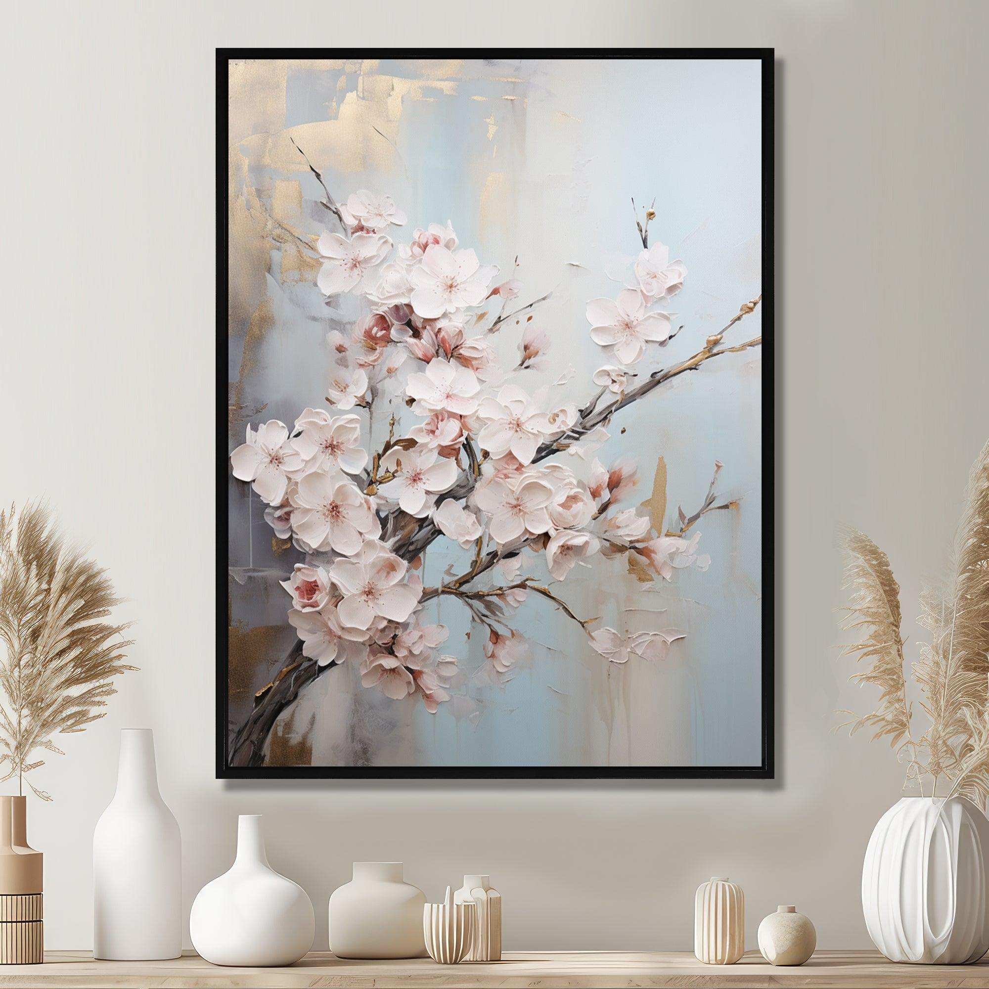 Minimalism Beige Cherry Blossom I - Floral Canvas Wall Art