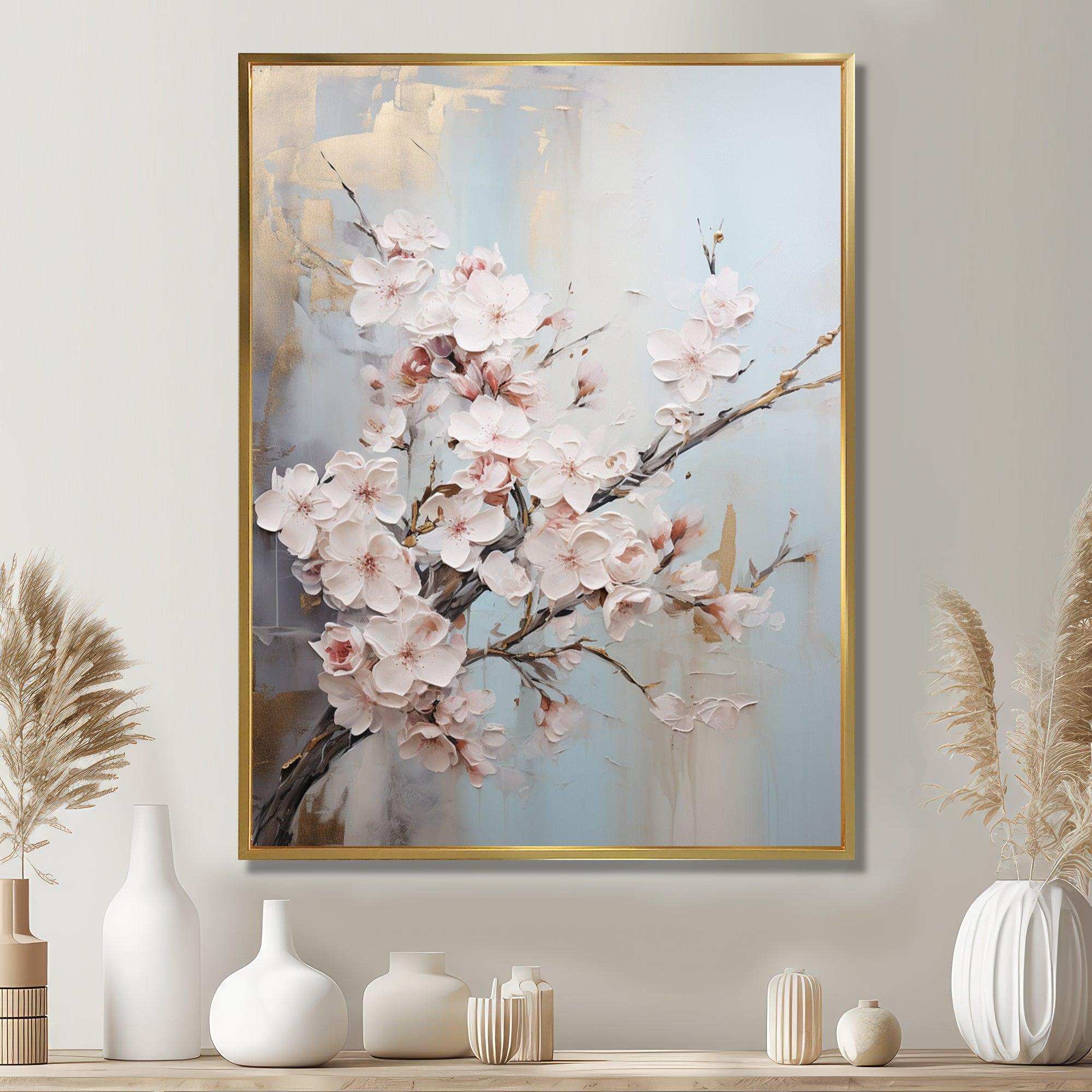 Minimalism Beige Cherry Blossom I - Floral Canvas Wall Art