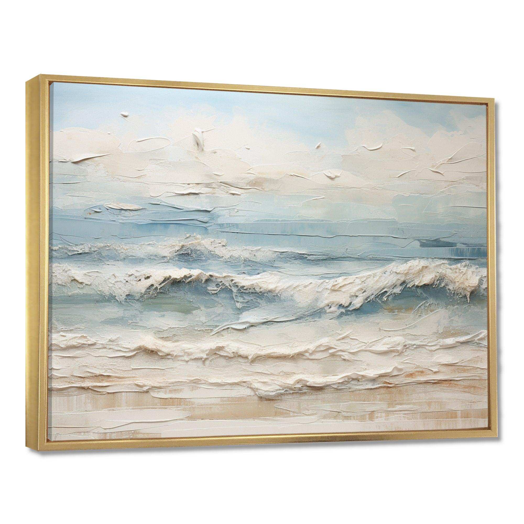 Beige And Blue Coastal Beach Paint - Coastal Canvas Wall Art