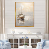 Minimalism Fishing Boat Horizon - Coastal Canvas Wall Art