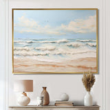 Modern Coastal Beige And Blue Beach - Coastal Canvas Wall Art
