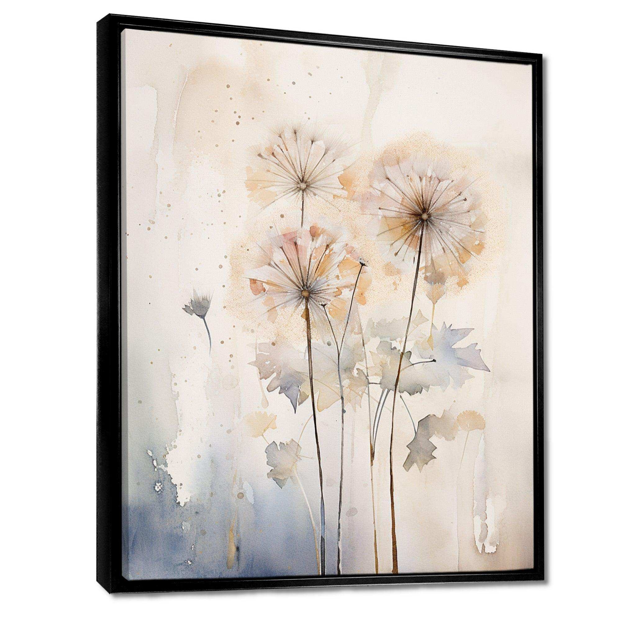 Dandelion Charm In Winter IV - Floral Canvas Wall Art