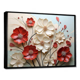 Red And White Crimson Flower S Embrace - Floral Canvas Wall Art