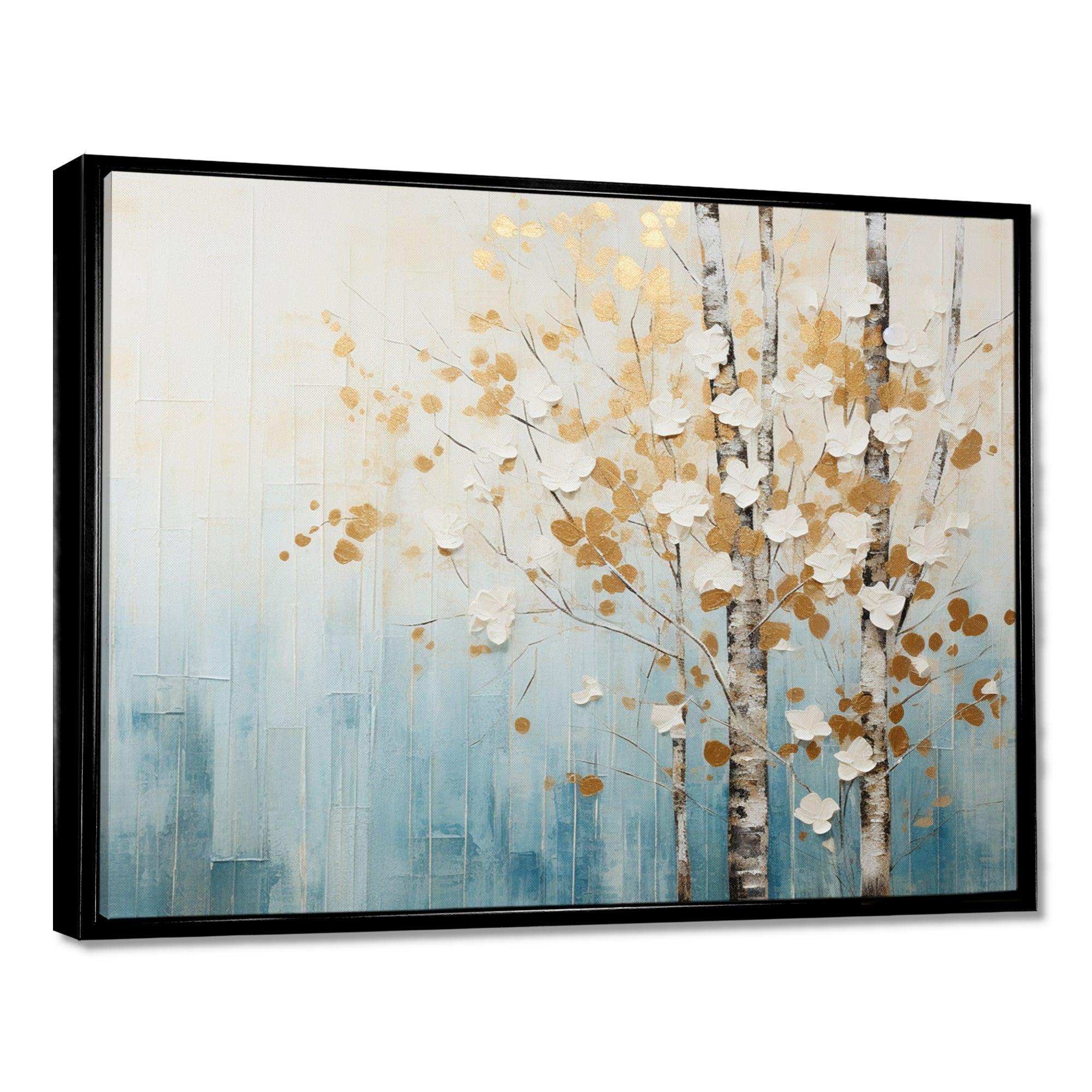 Minimalism Blue And Gold Forest I - Landscapes Canvas Wall Art