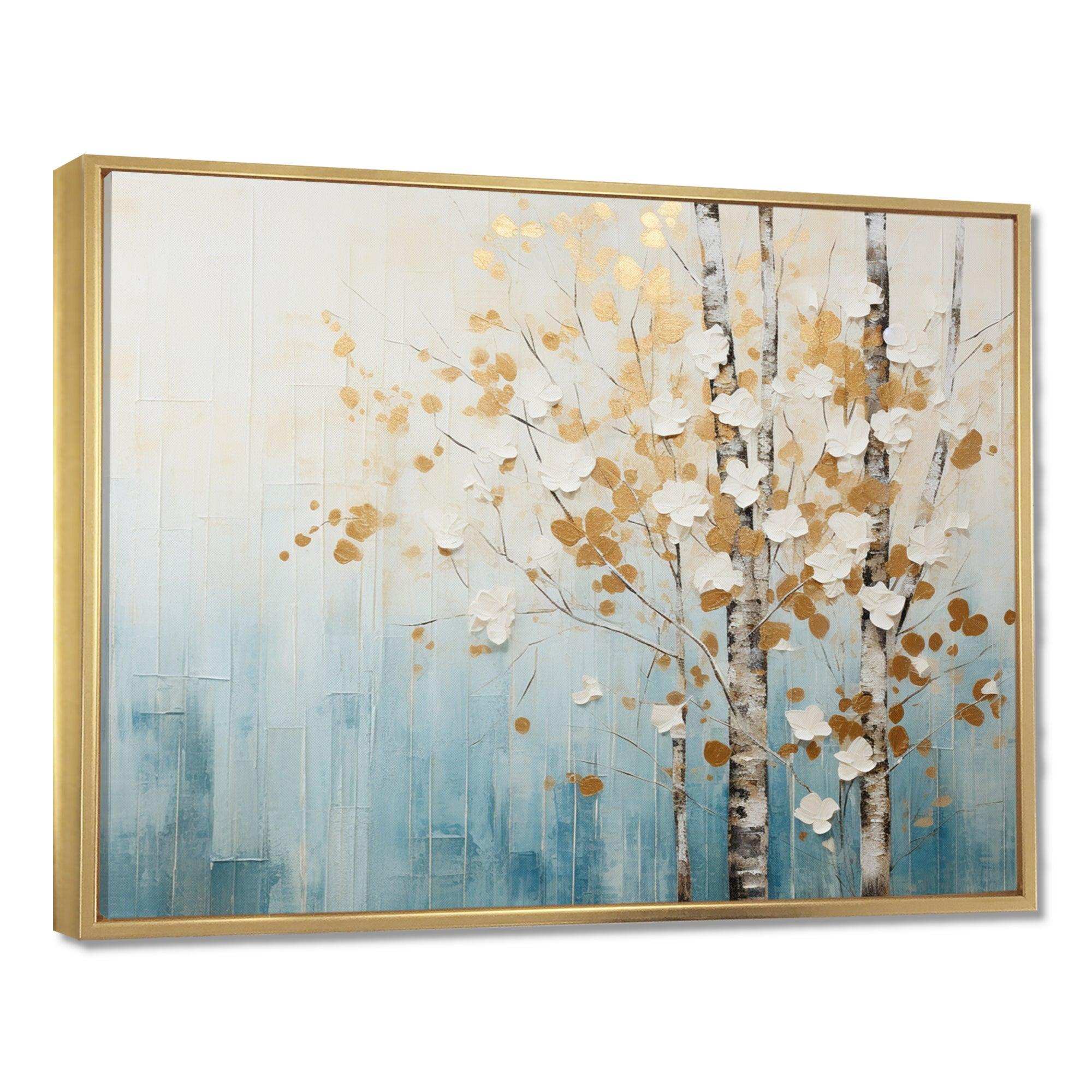 Minimalism Blue And Gold Forest I - Landscapes Canvas Wall Art