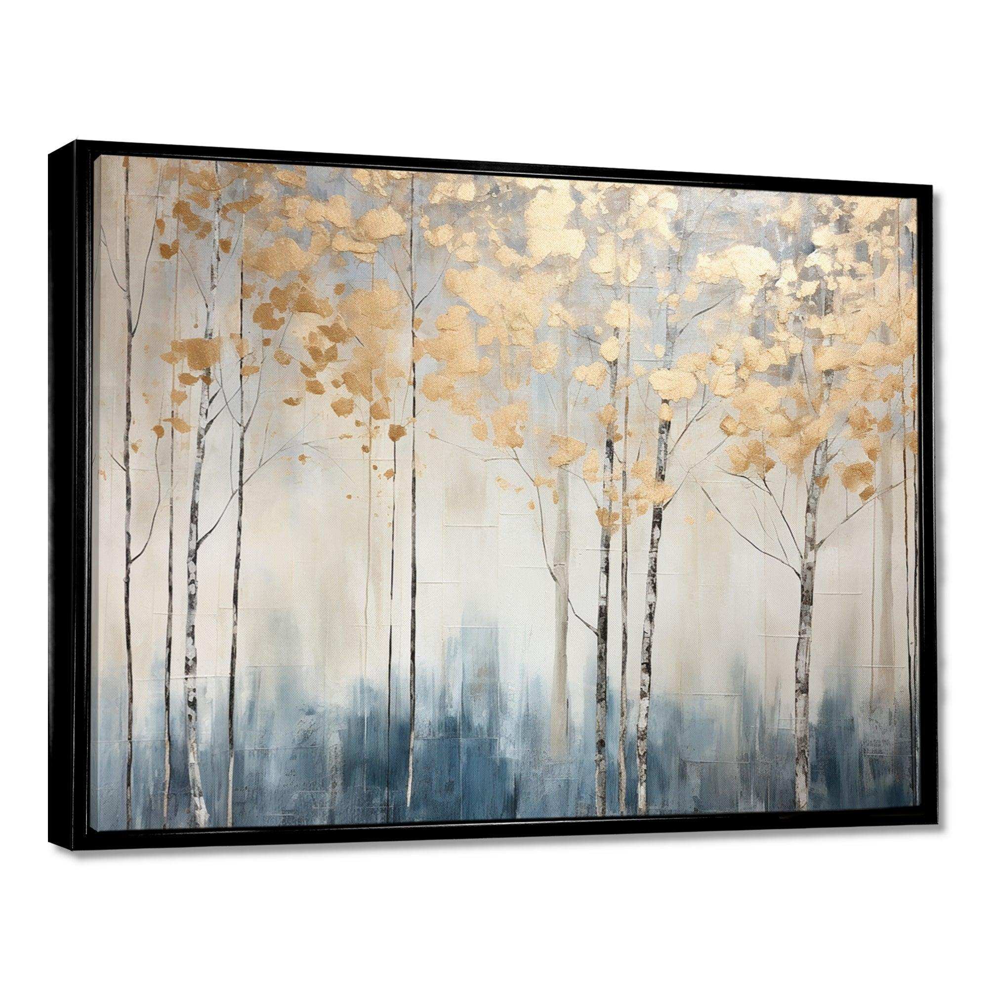 Minimalism Blue And Gold Forest II - Landscapes Canvas Wall Art