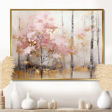 Minimalism Pink And Gold Forest - Landscapes Canvas Wall Art