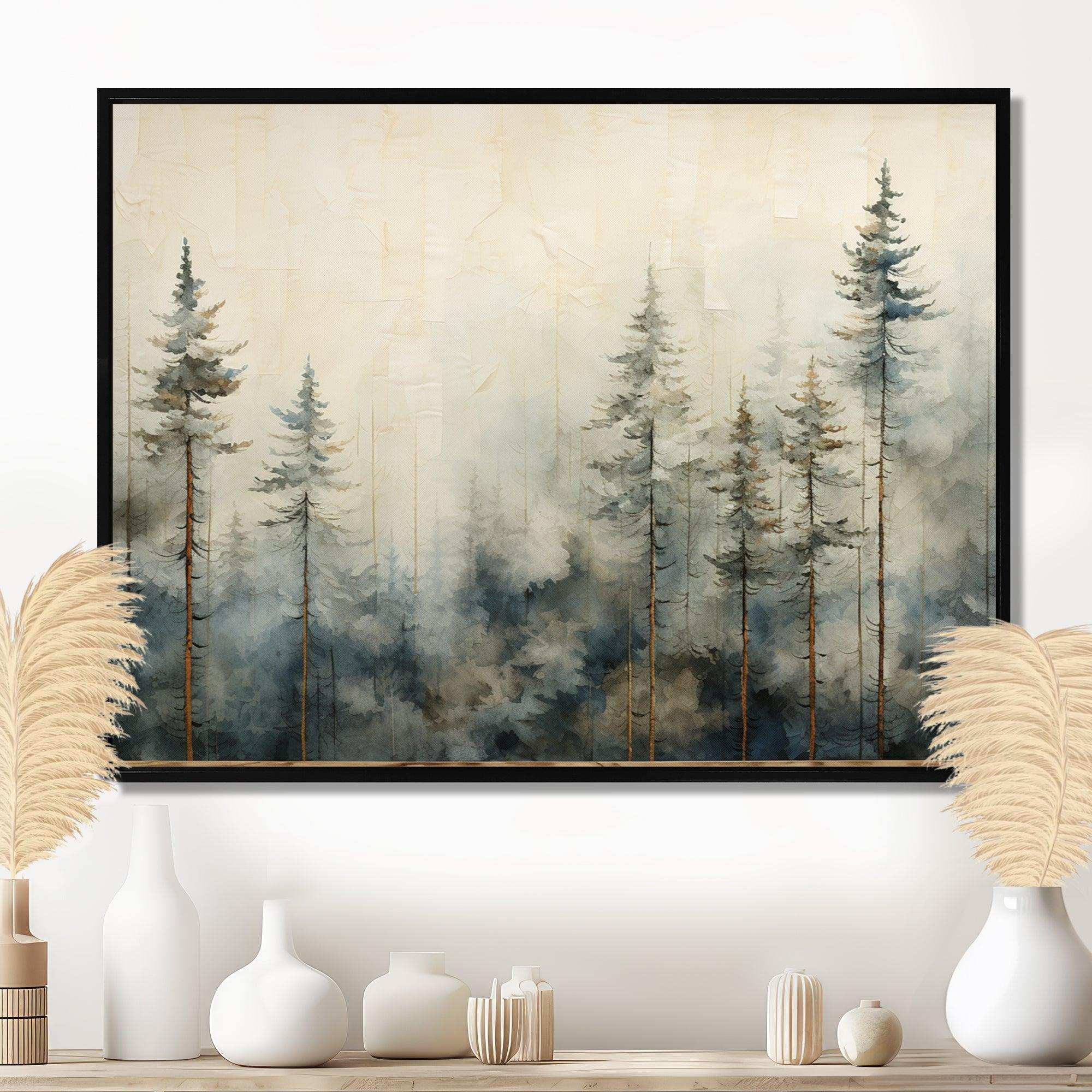 Minimalism Winter Pine Forest - Landscapes Canvas Wall Art