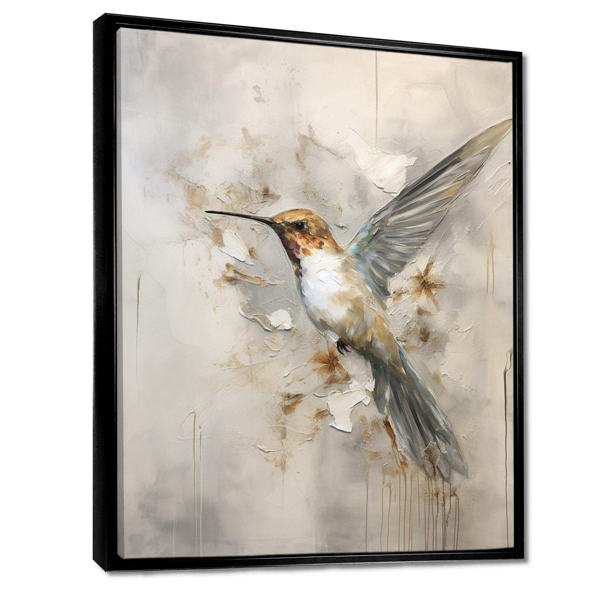 Fluttering Floral Hummingbird II - Animals Canvas Wall Art