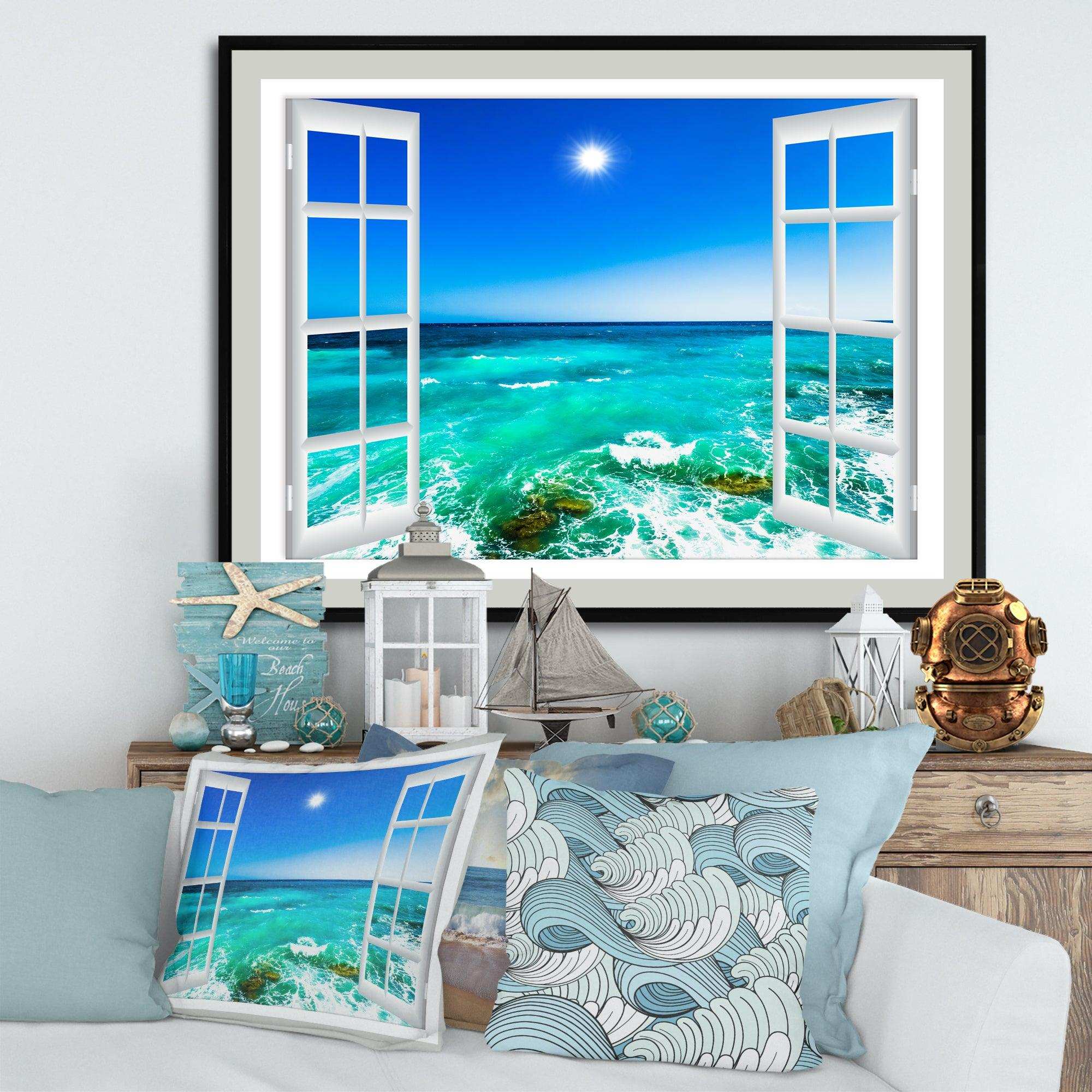 Open Window to Wavy Ocean