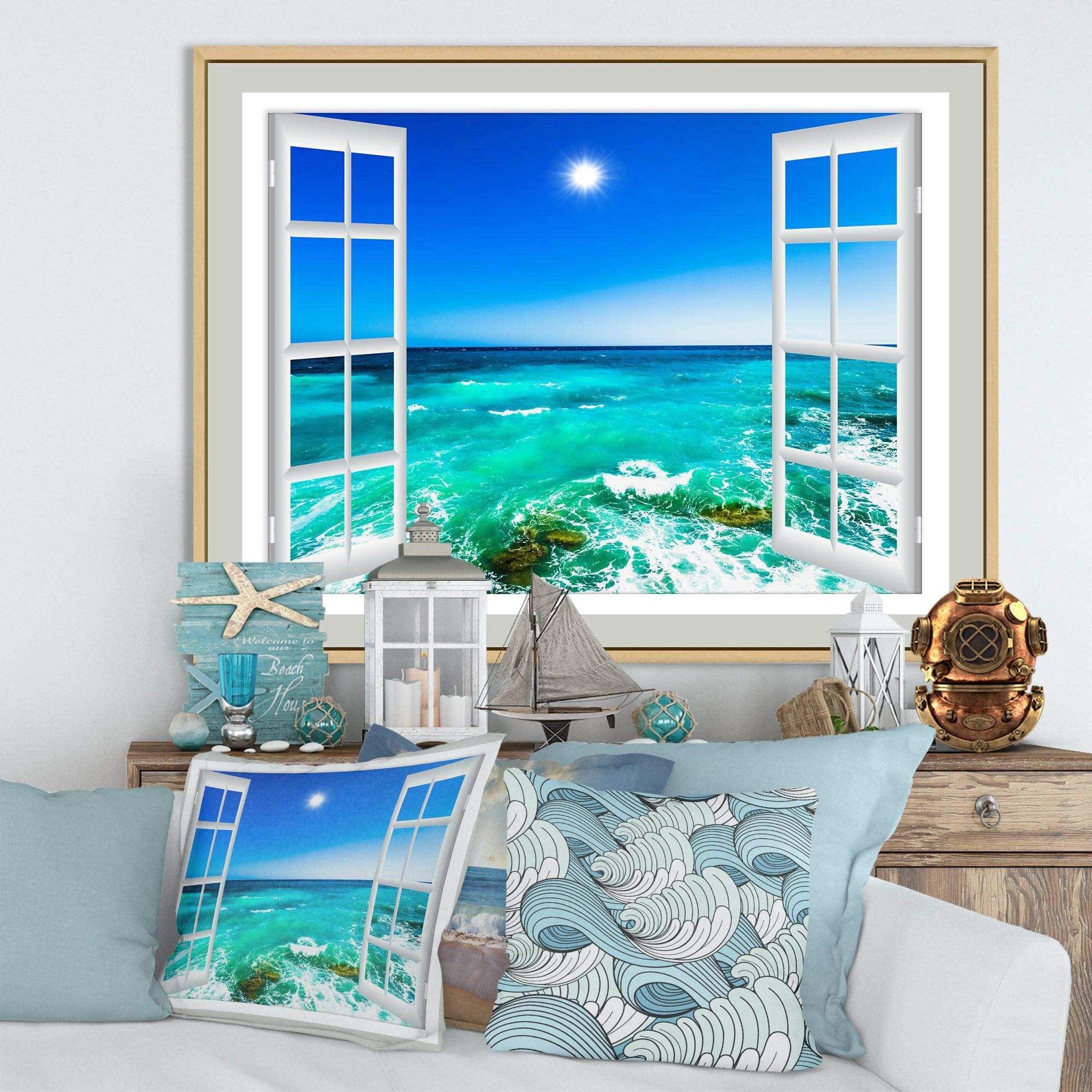 Open Window to Wavy Ocean