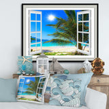 Window Open to Beach with Palm