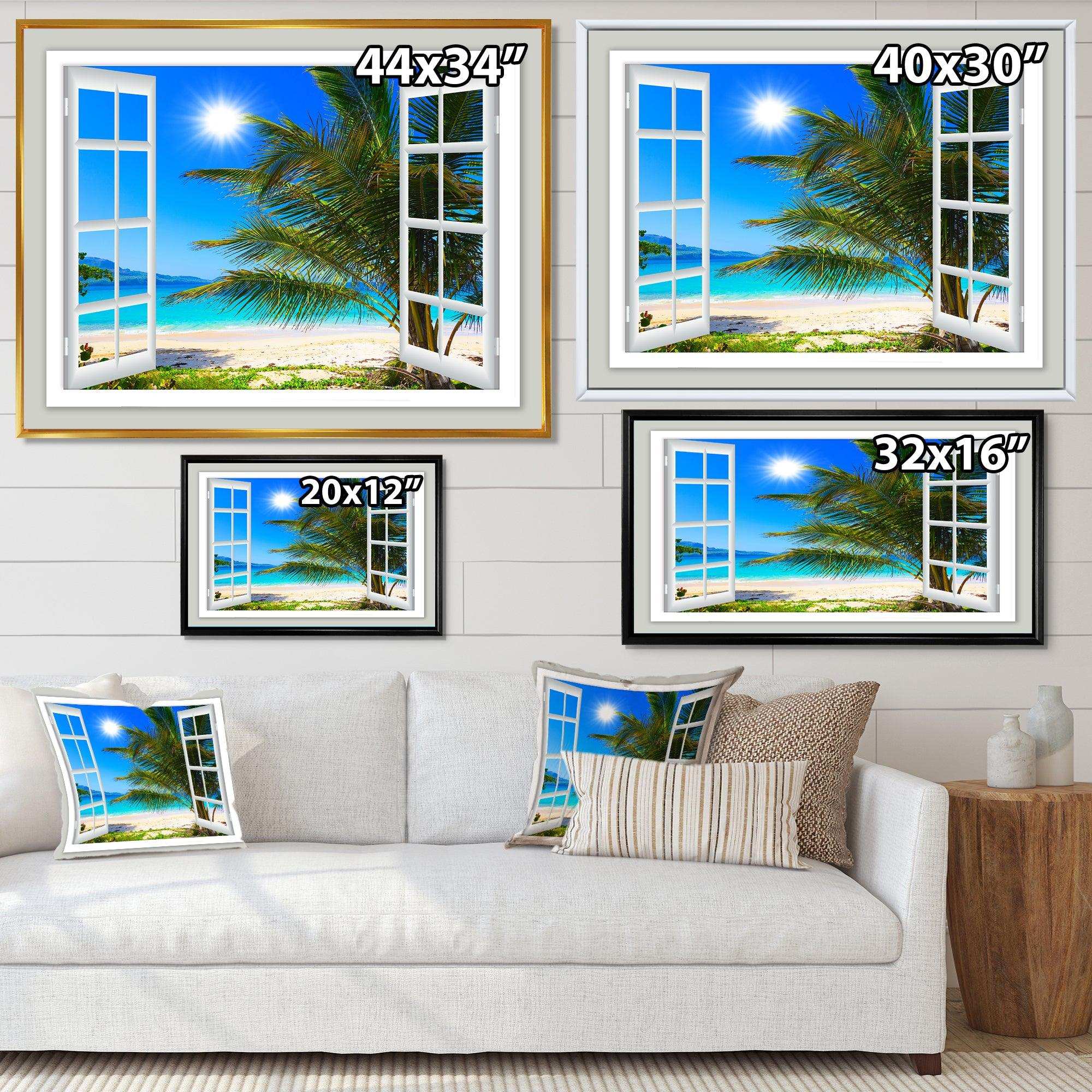 Window Open to Beach with Palm