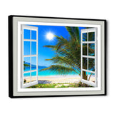 Window Open to Beach with Palm