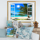 Window Open to Beach with Palm