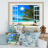 Window Open to Beach with Palm