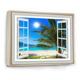 Window Open to Beach with Palm