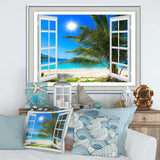 Window Open to Beach with Palm