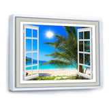 Window Open to Beach with Palm