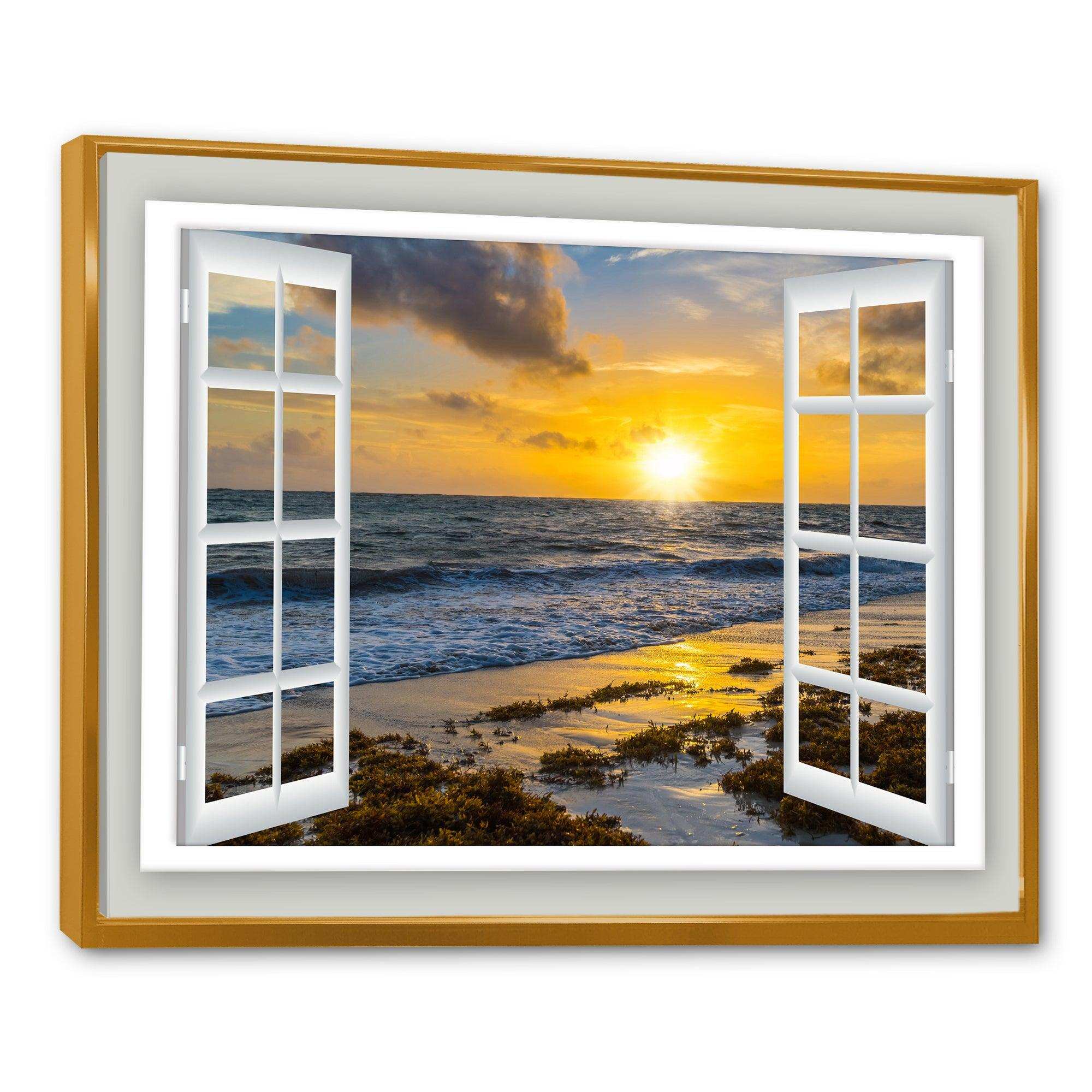 Open Window to Bright Yellow Sunset