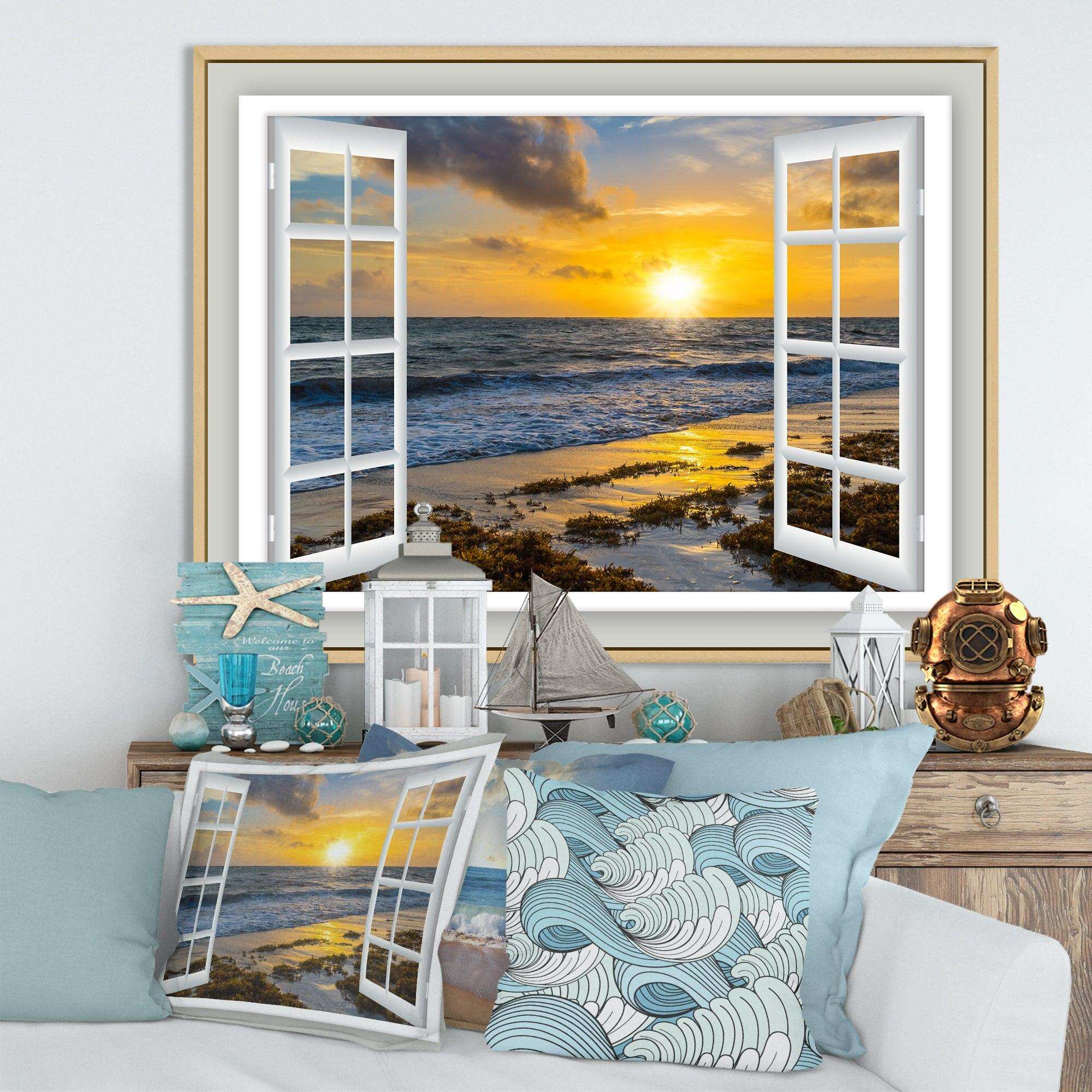 Open Window to Bright Yellow Sunset