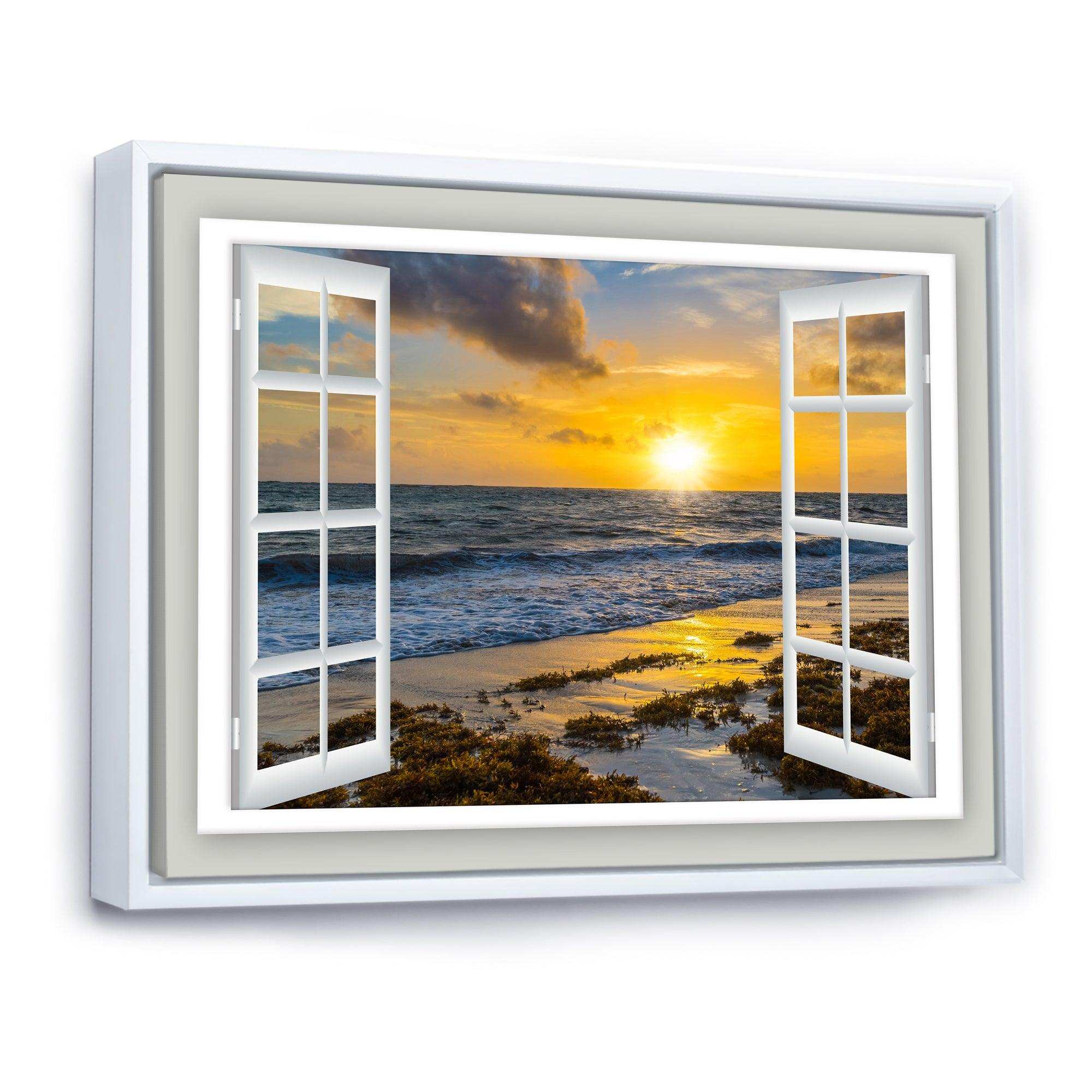 Open Window to Bright Yellow Sunset