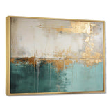 Minimalism Gold And Teal Horizon - Abstract Canvas Wall Art