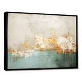 Minimalism Gold And Teal Horizon I - Abstract Canvas Wall Art