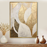 Gold Minimalism Leaves Collage III - Floral Canvas Wall Art