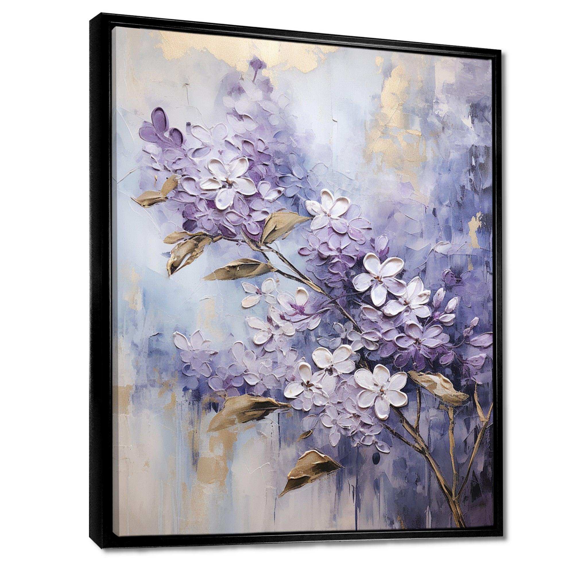 Purple And Gold Pastel Lilac Dreams I - Floral Canvas Wall Art