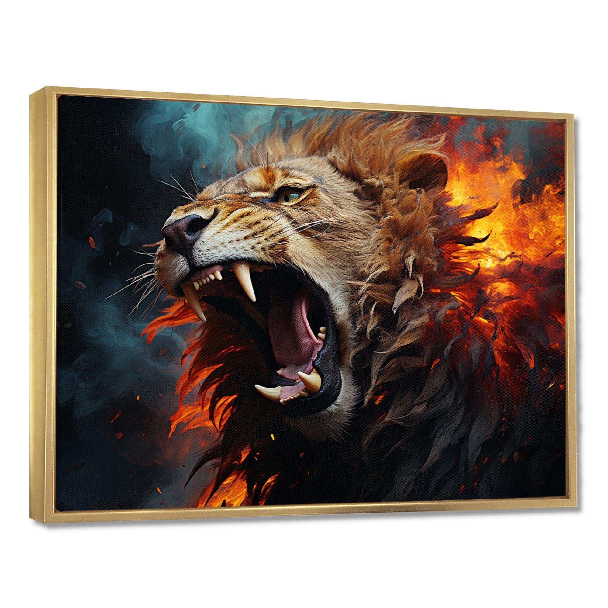 Lions Roaring Echoes I - Animals Canvas Wall Art