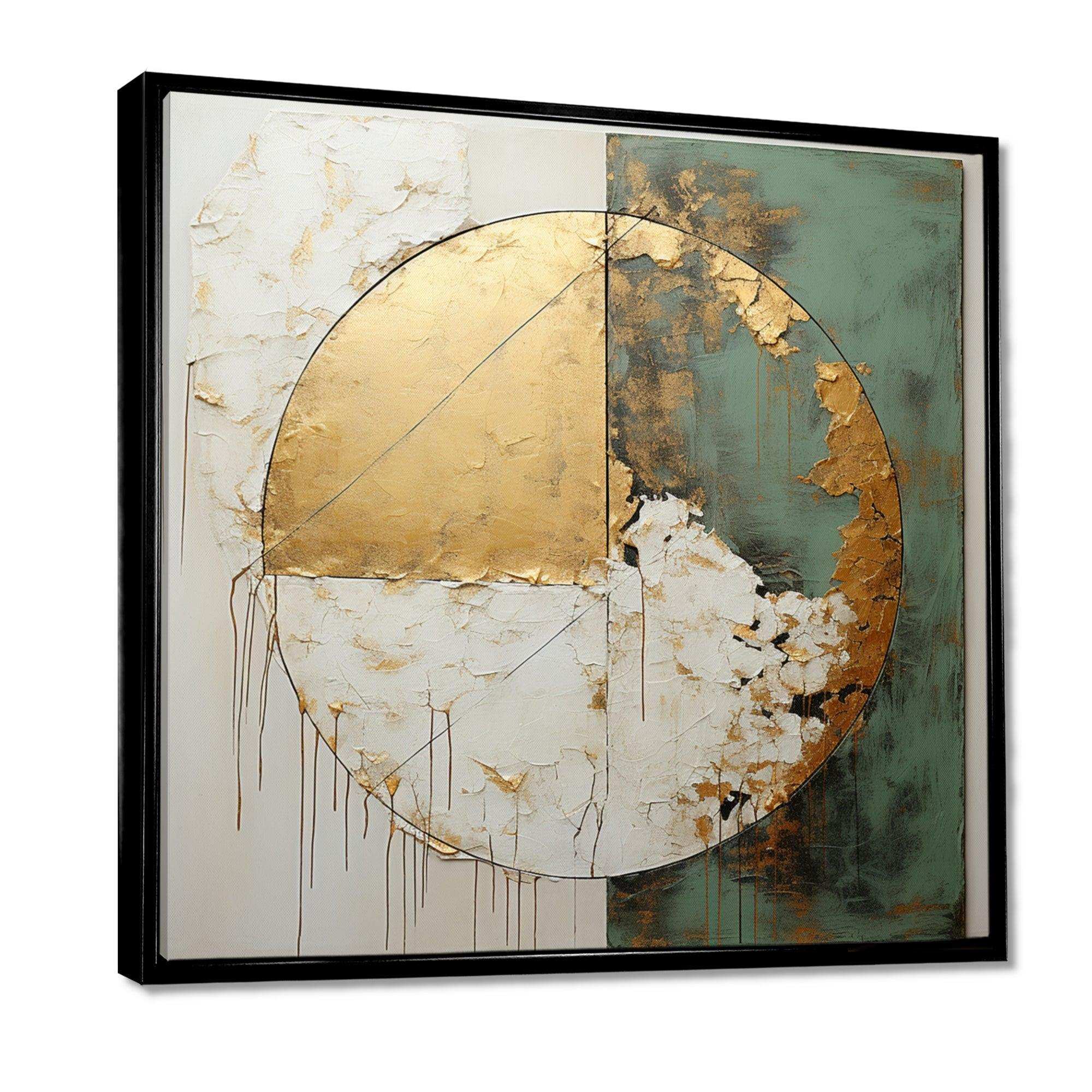 Gold And Green Paint Fusion I - Abstract Canvas Wall Art
