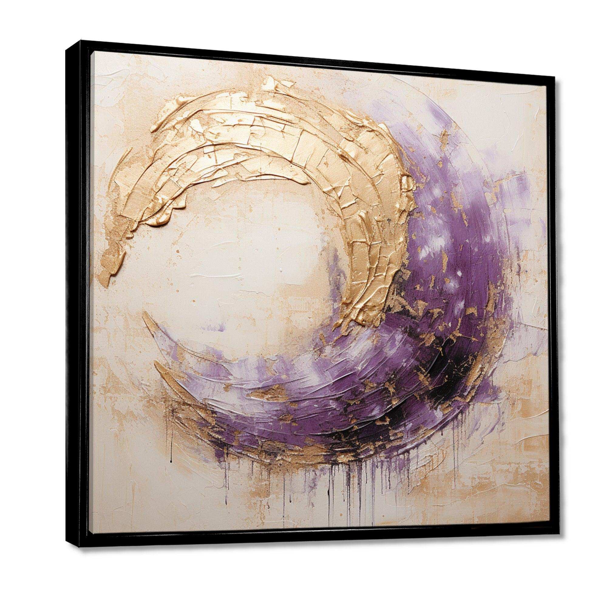 Gold And Purple Lunar Spiral - Abstract Canvas Wall Art