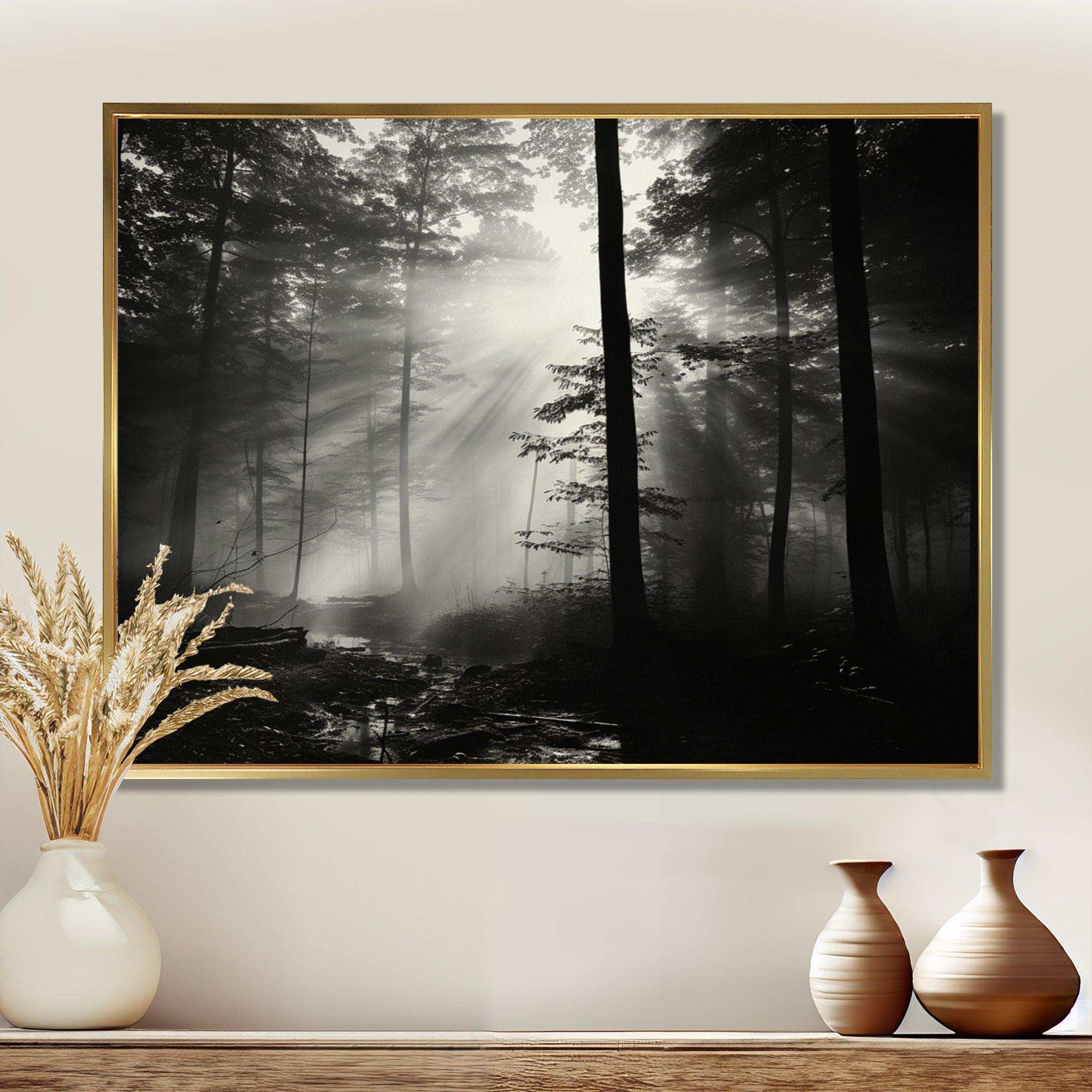 Black And White Forest Silence Photography I - Landscapes Canvas Wall Art