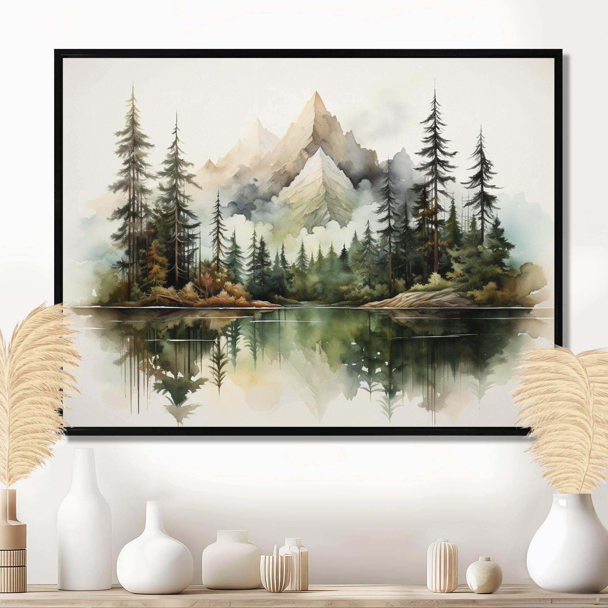 Watercolor Mountain Dreamscape - Landscapes Canvas Wall Art